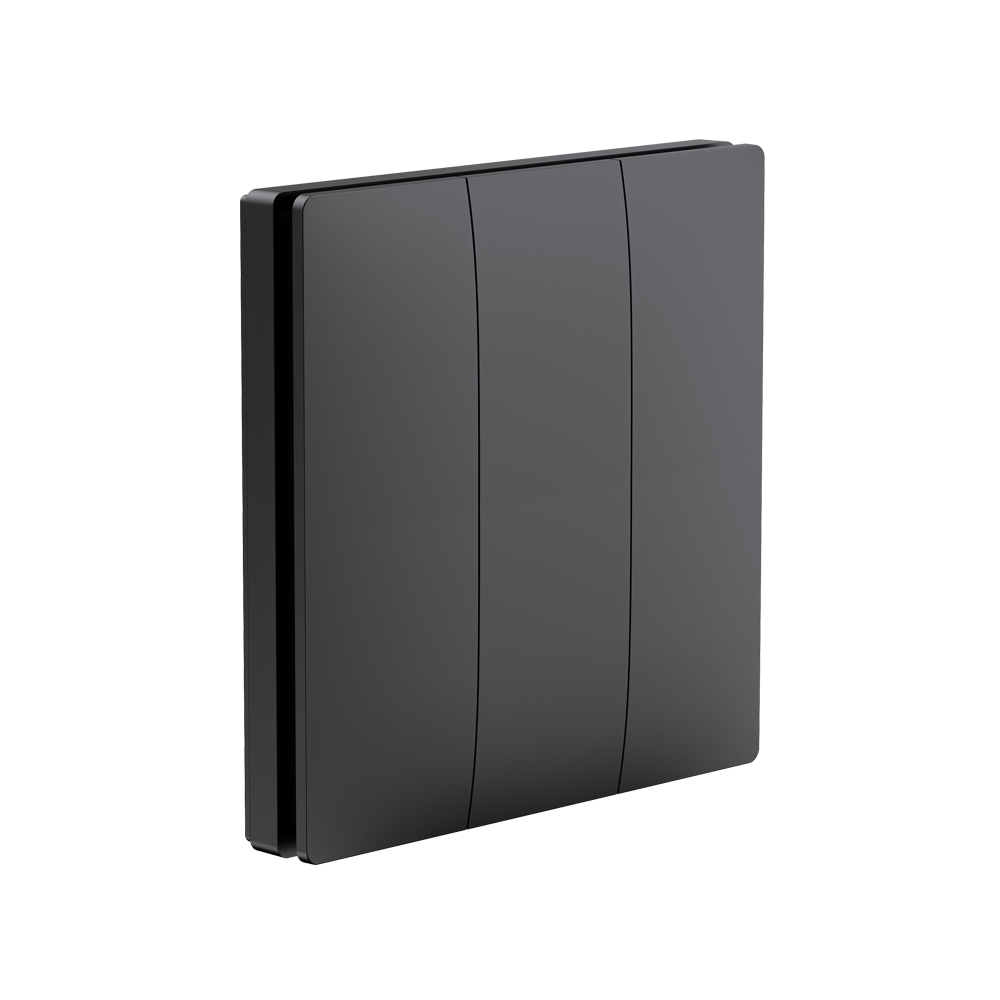 3 Gang Wireless Kinetic Switch, Black