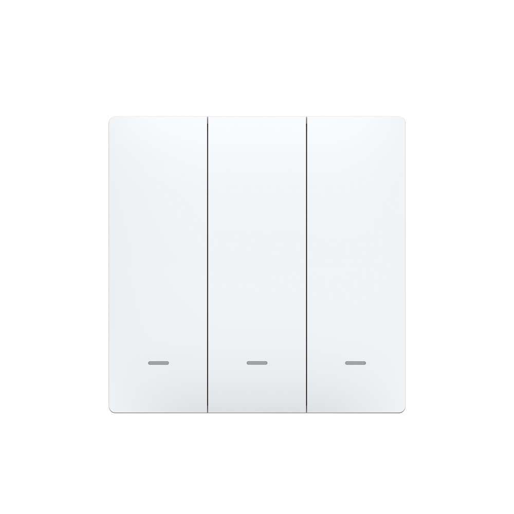 3 Gang Push Button Switch, Only Live Connection (with mini adapter), With RF + WiFi Control