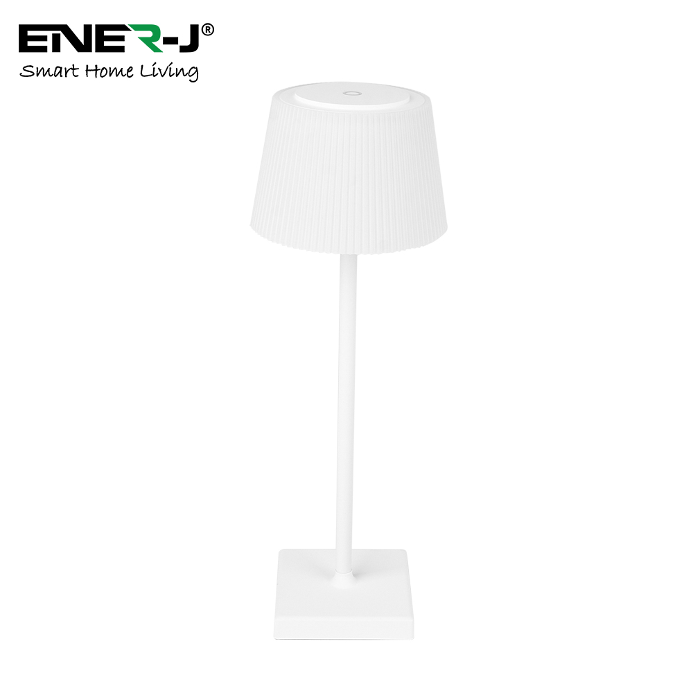 4W Table Lamp (White Housing), 5V with 1800mAh Rechargeable Batteries, CCT &amp; Dimming, 1.5M Cable, IP44