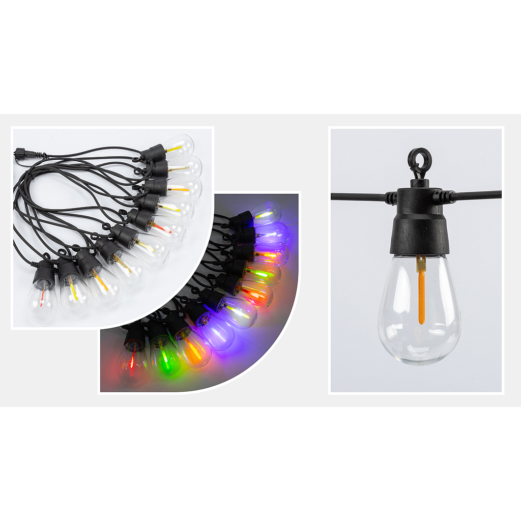 Solar RGB Meteor Show String Lights, 10 Meters 10 Lamps, IP44