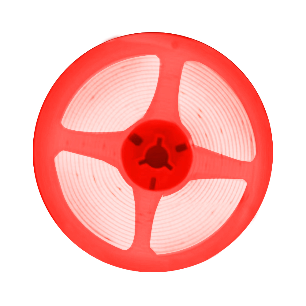 24V COB LED Strip Lights with 480 LEDs/M, 12W/M, 1200lm/M, CRI 90-92, Red Colour
