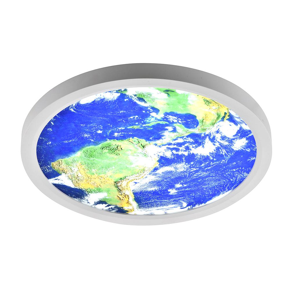 Surface mounted Earth LED Ceiling Light, 2D Printed Earth Light Shade, Power: 24W, Size: 300mm, 6500K, IP20