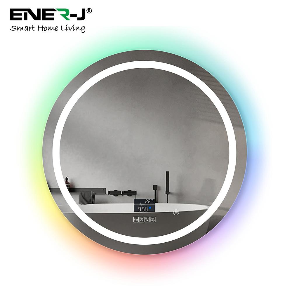 LED Mirror CCT &amp; Dimming in front &amp; RGB in borders with Bluetooth Speaker, Round shape- Diameter 70cms