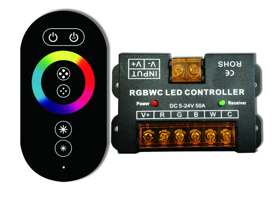 RF RGB+CCT Controller with Remote, 6A each channel