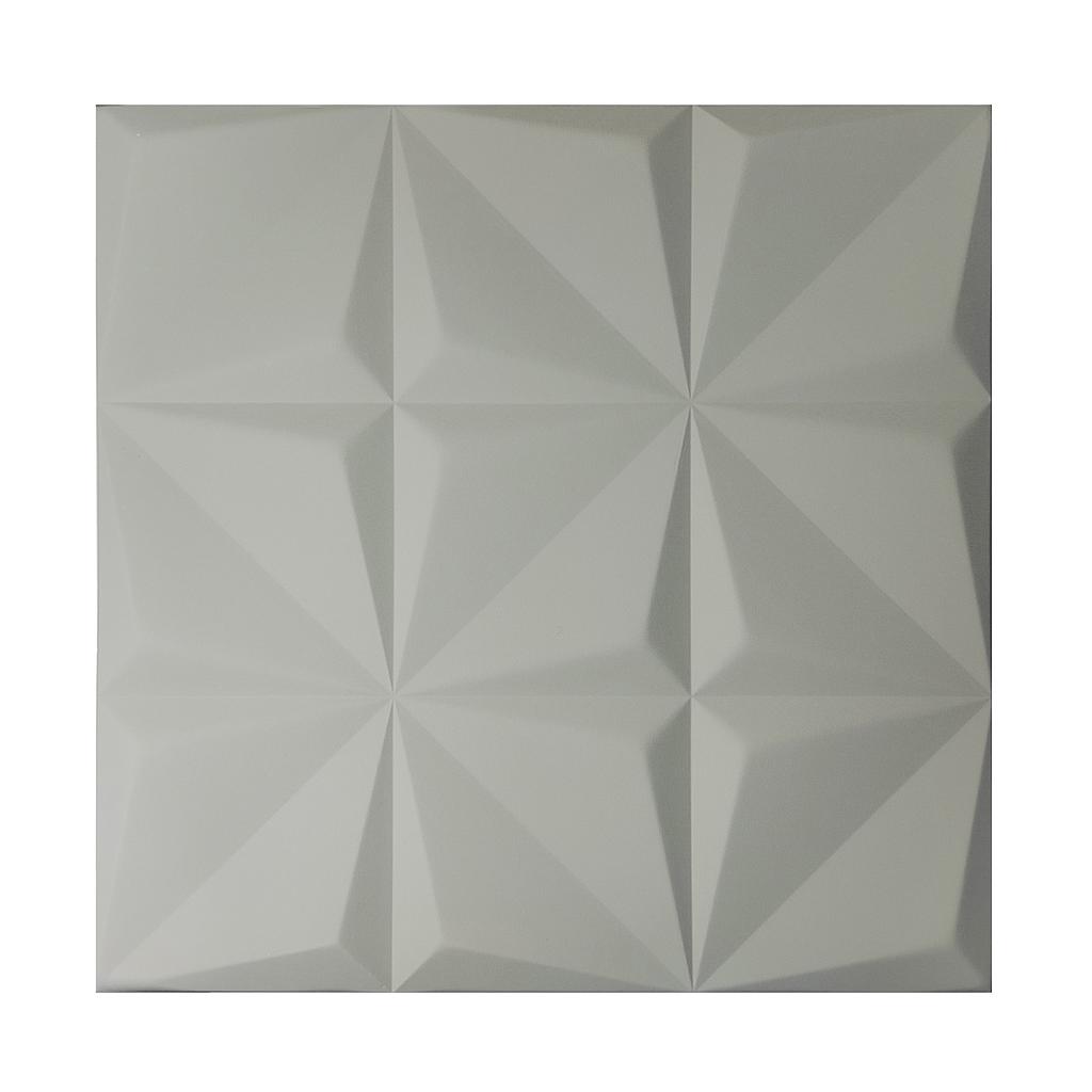 Artistic 3D Geometric Relief PU Leather Wall Panels Cream Colour - 60x60cm, 20mm Profile