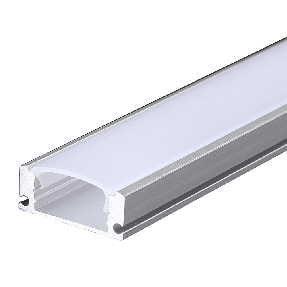 17.3mm x 7.59mm Aluminum Channel Profile with PC Cover - 2m Length, Silver