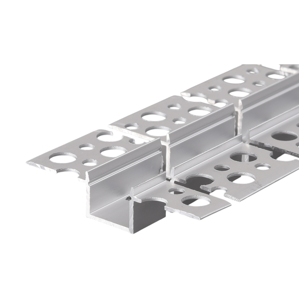 55mm x 12.5mm Recessed Plasterboard Trimless Aluminium LED Profile with Flange for Drywall - 2m Kit (1.2mm Thickness)