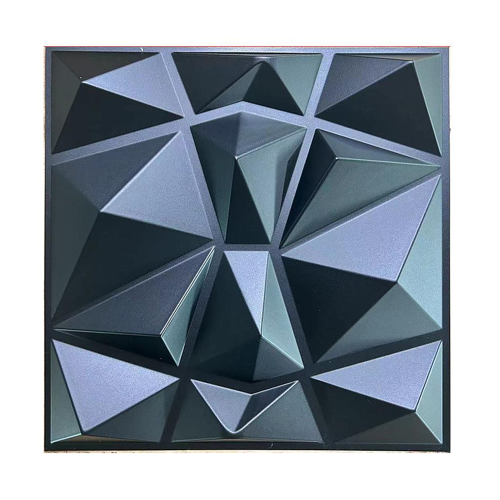 3D PVC Wall Panel, Faceted Diamond Design, Black Size: 500x500x1mm