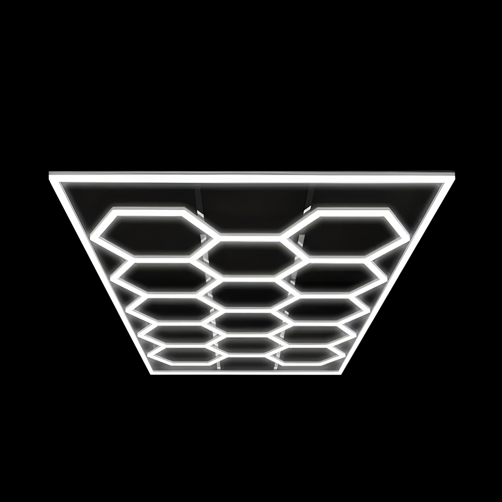 255W Car Showroom Lights with 14 Hexagon design with frame, RGBIC with Remote