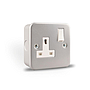 13A Metal Clad Single Wall Socket with switch