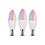 Smart WiFi Candle Bulb, E14 Base, RGB+CCT Changing & Dimmable via APP (3pc pack)