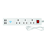 13A SMART Wi-Fi Power Strips with 3 Sockets & 4 USB