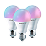 9W Smart Wi-Fi A60 Bulb, 806 Lumens, RGB+W+WW, E27 (Pack of 3 units)